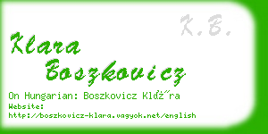 klara boszkovicz business card